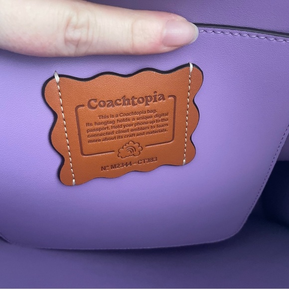 COACH Coachtopia Purple Orange Cloud Handle Tote Leather CT383 Crossbody NWOT - Picture 10 of 16